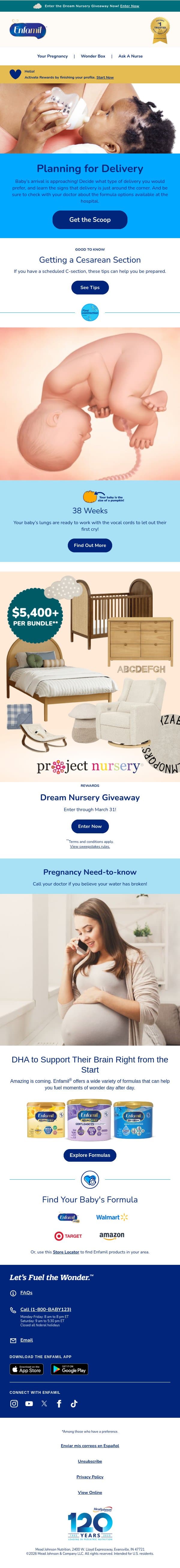 38 weeks: Get yourself ready for delivery with these tips. email from Enfamil screenshot