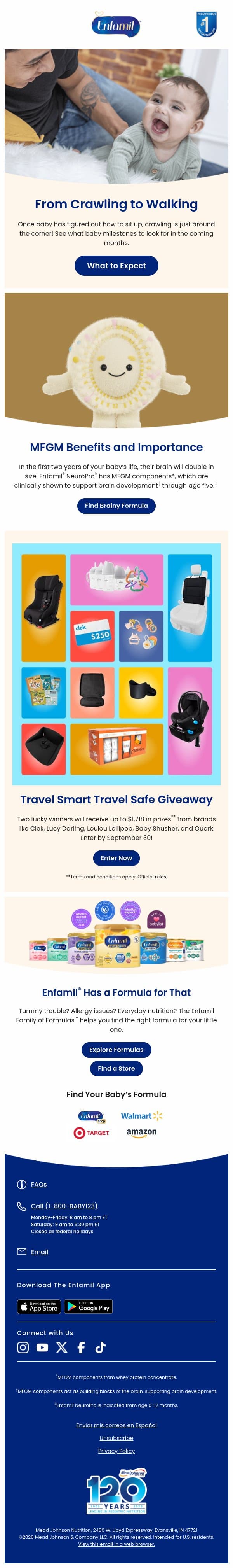 Crawling is around the corner! email from Enfamil screenshot