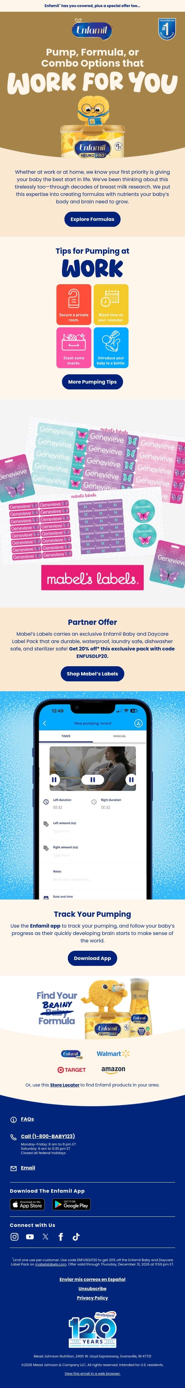 Starting to plan for your transition back to work? email from Enfamil screenshot