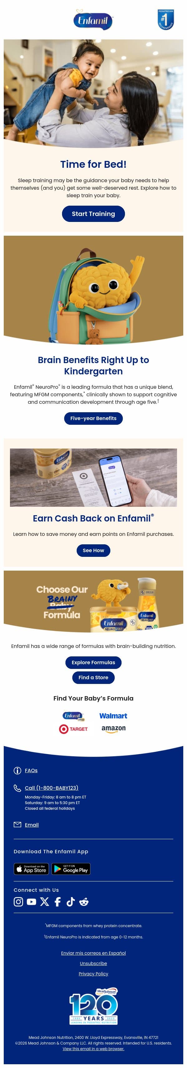 Happy baby, happy you! Learn how baby routines can help. email from Enfamil screenshot