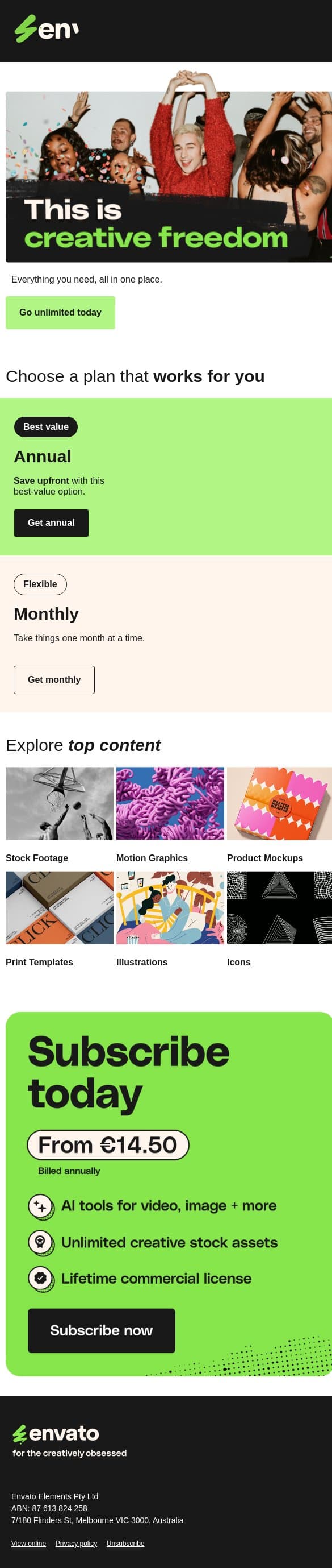 ⚡️Get unlimited creative assets downloads email from Envato screenshot