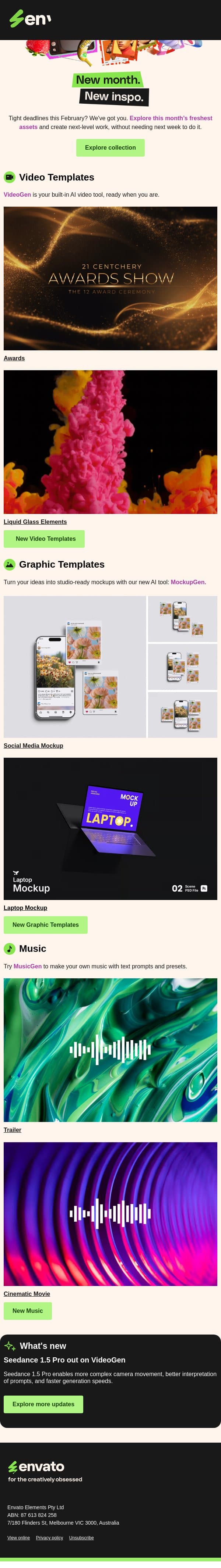 Creative block who? New assets just dropped 😉 email from Envato screenshot