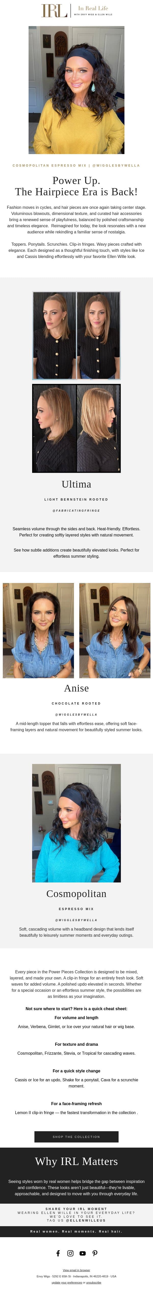 Introducing NEW Power Pieces from Ellen Wille | In Real Life Hair Pieces for Effortless Summer Style email from Envy screenshot