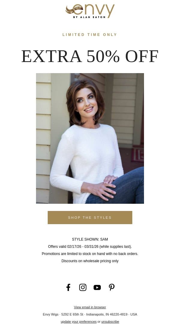 Styles You Love, Prices You'll Love More. email from Envy screenshot