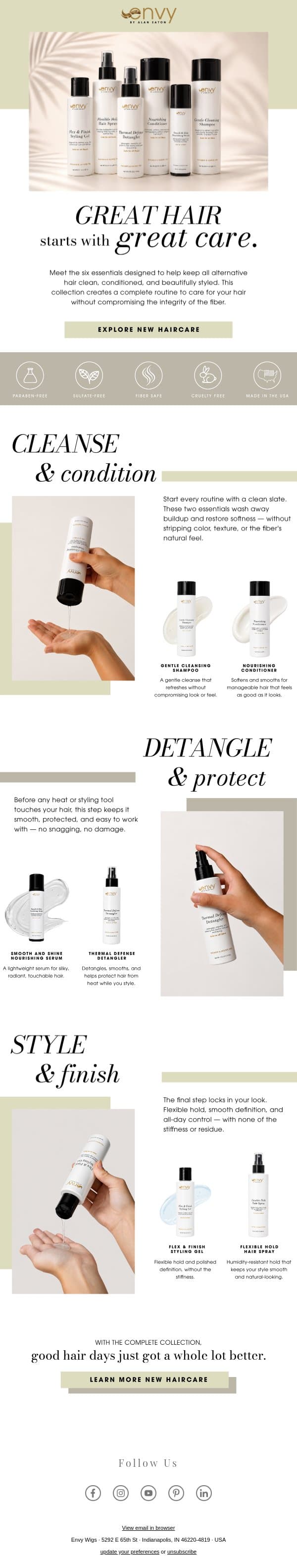Your Complete Envy Haircare Routine, Step by Step email from Envy screenshot