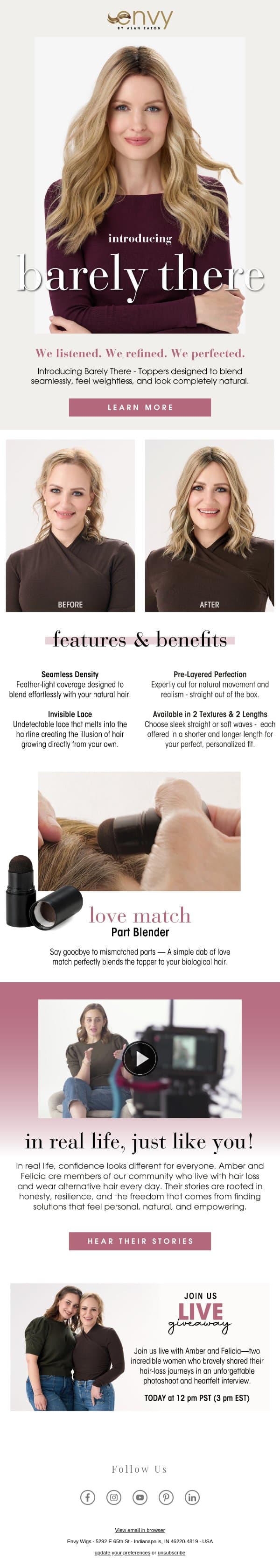 Barely There Toppers Are Here email from Envy screenshot