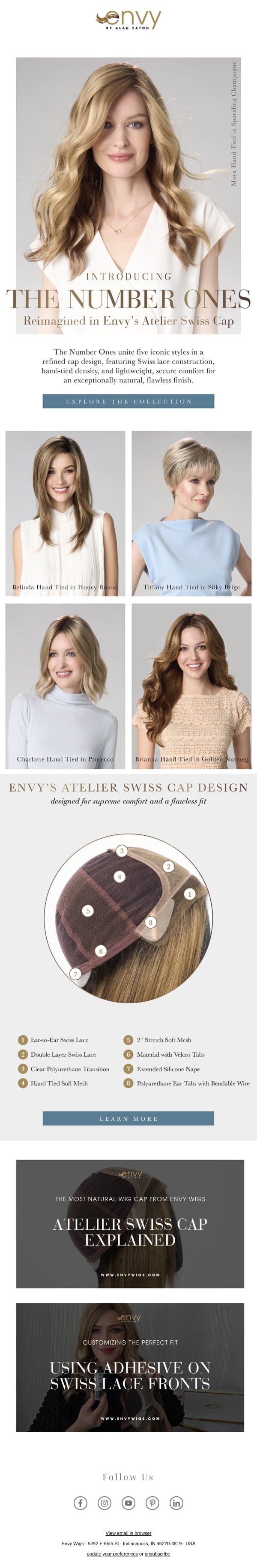 Now Live: Number Ones with our Atelier Swiss Cap email from Envy screenshot