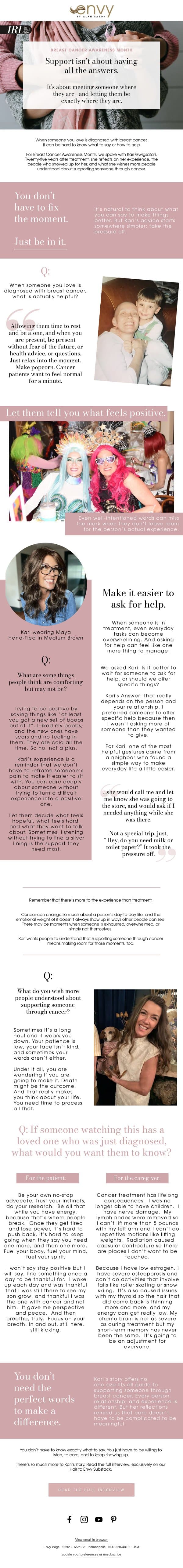In Real Life: When Someone You Love Has Breast Cancer, Here’s How to Show Up email from Envy screenshot