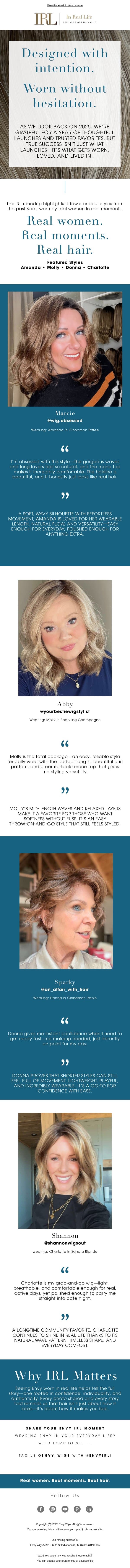 A year in review - Real women. Real moments. Real hair. email from Envy screenshot