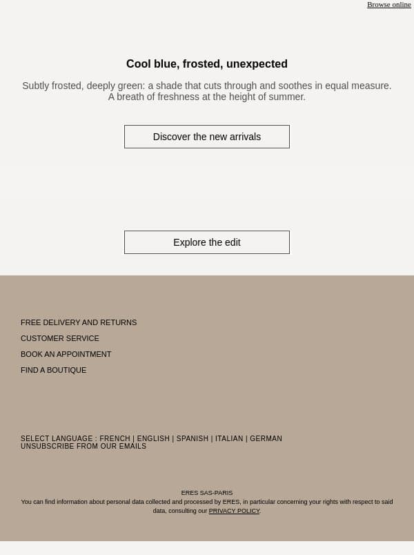 Luncheon on the Grass email from Eres screenshot