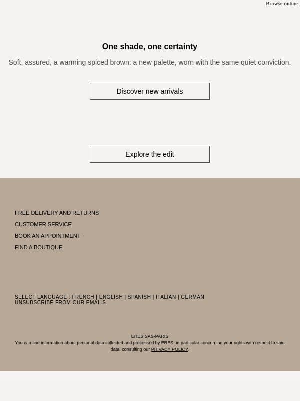 Tea time in swimsuit email from Eres screenshot