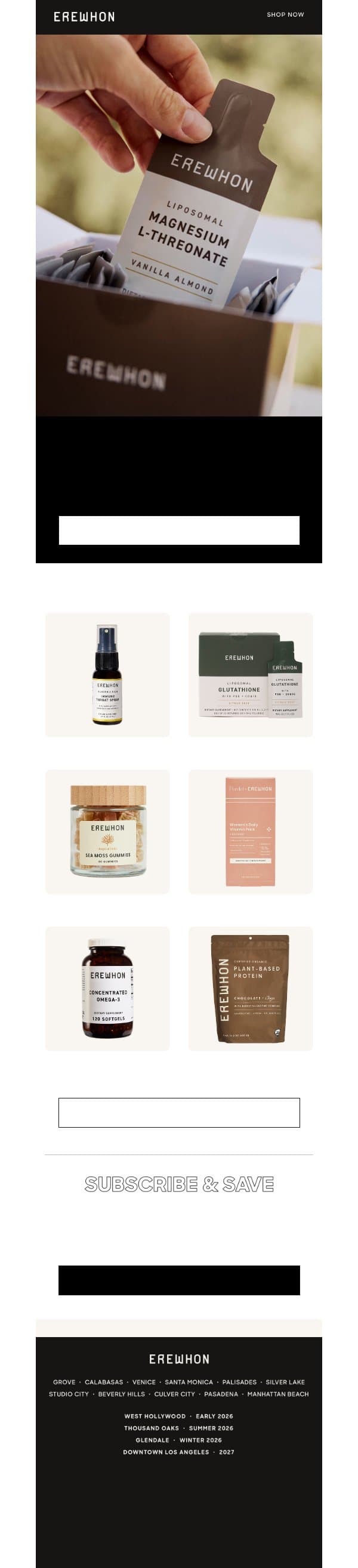 Our Recommended Wellness Products email from Erewhon screenshot