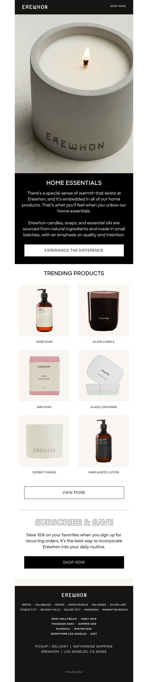 Warm Your Home with Erewhon email from Erewhon screenshot