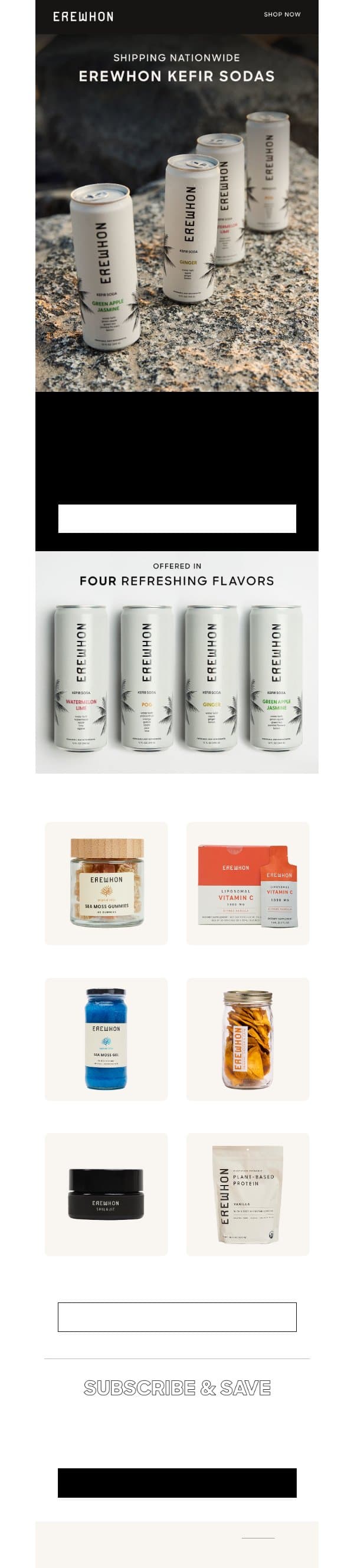 KEFIR SODA: Your Newest Refrigerator Staple email from Erewhon screenshot