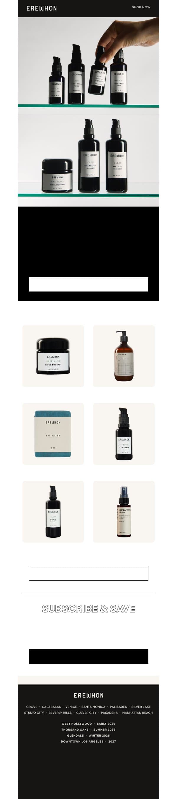 The Routine Your Skin Deserves email from Erewhon screenshot