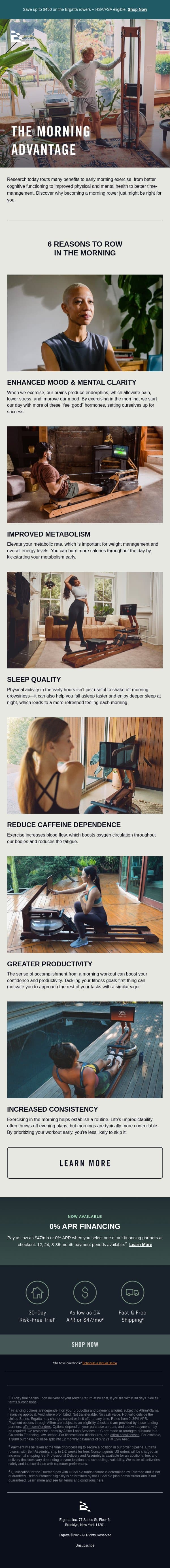 Row your way to better mornings email from Ergatta screenshot
