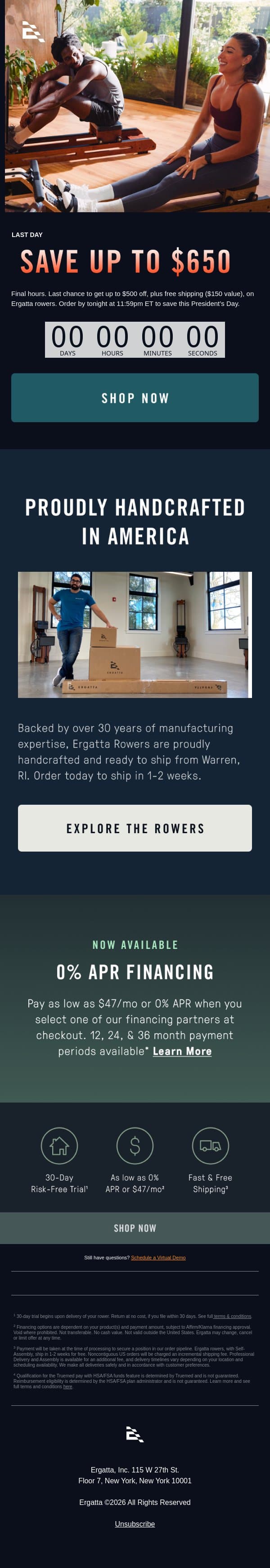 Sale Ends Today email from Ergatta screenshot