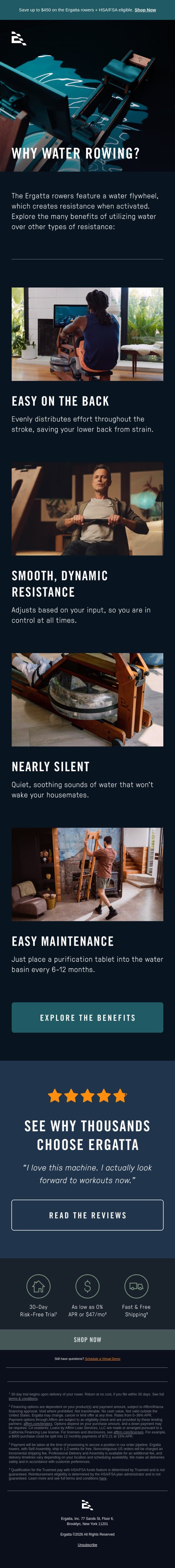Is a water rower right for you? email from Ergatta screenshot