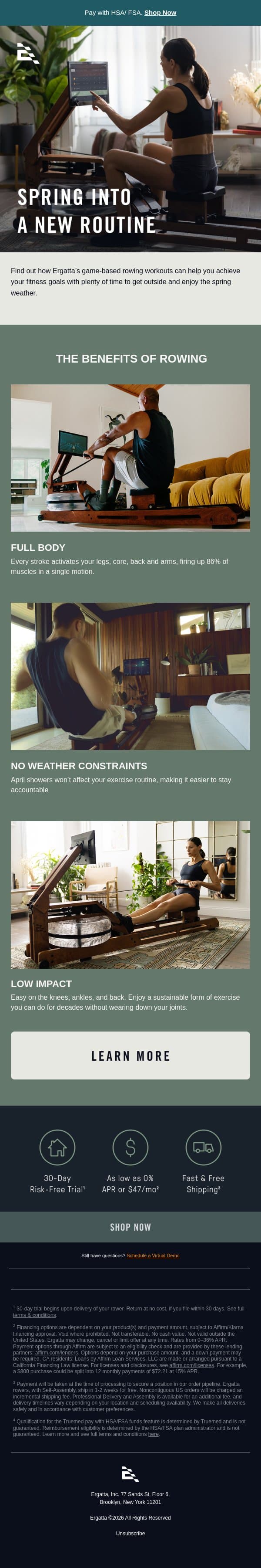 Spring into a new routine email from Ergatta screenshot