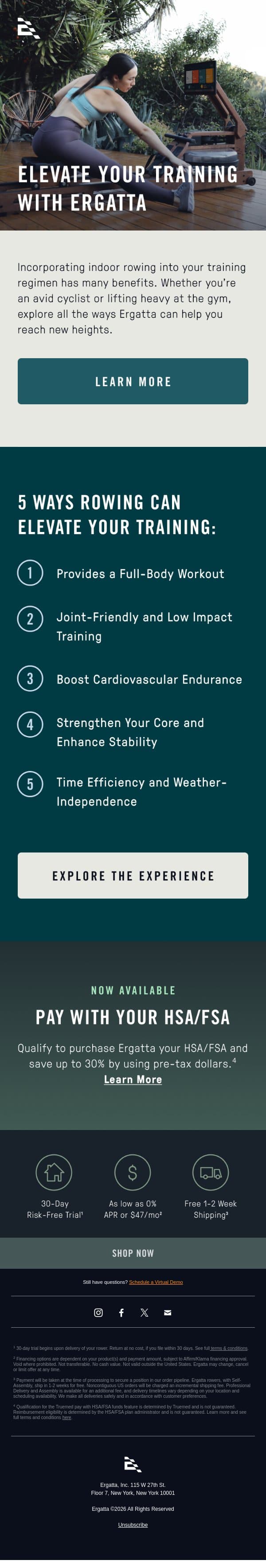 Calling all cyclists 🚴 email from Ergatta screenshot