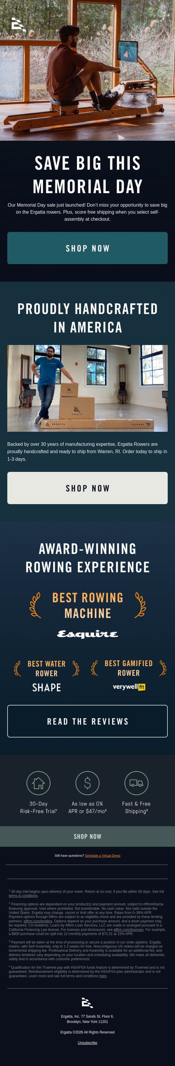 Our Memorial Day Sale is here email from Ergatta screenshot
