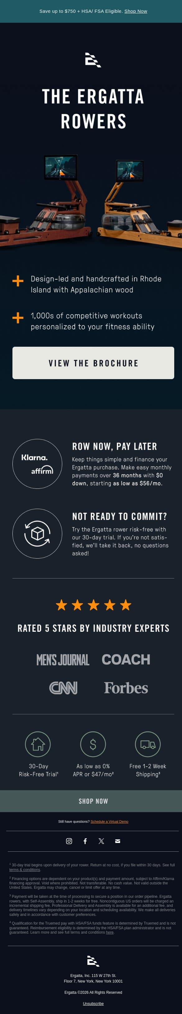 Here's your requested Ergatta Brochure email from Ergatta screenshot