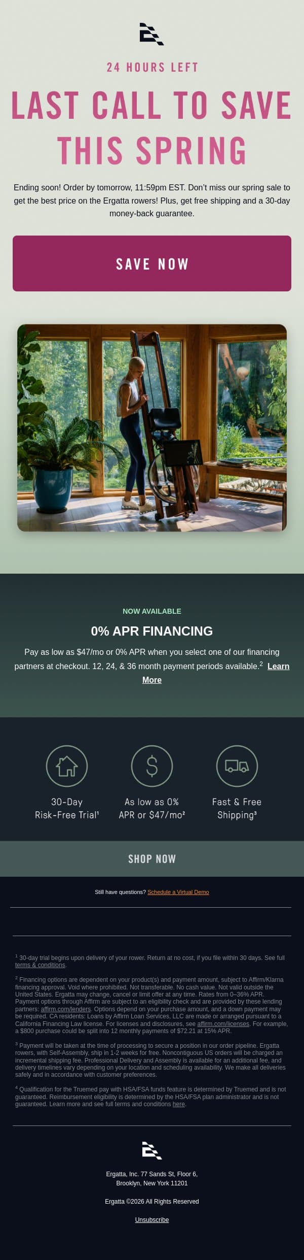 Spring Sale: 24 Hours Left email from Ergatta screenshot
