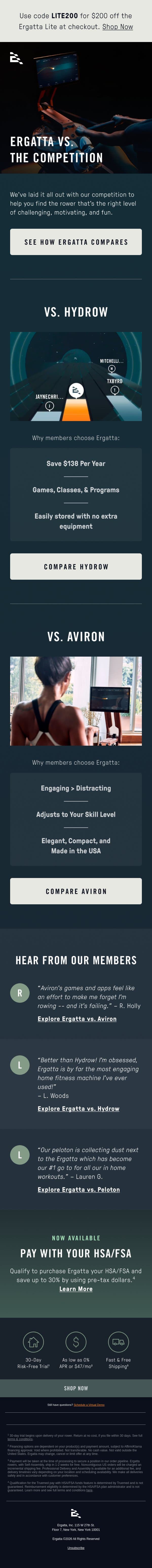 How does Ergatta stack up? email from Ergatta screenshot