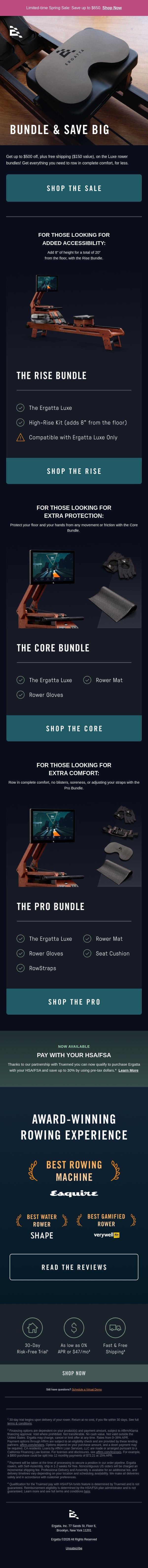 Row in complete comfort email from Ergatta screenshot