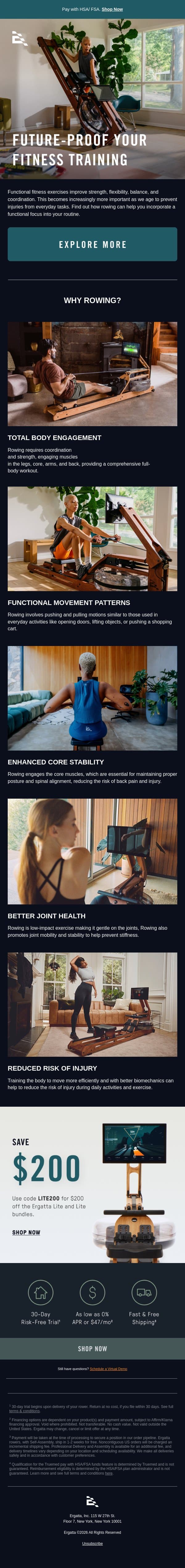 Future-proof your fitness training email from Ergatta screenshot