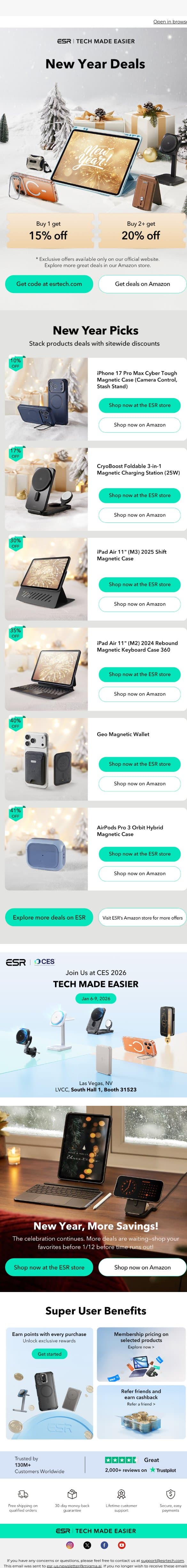 Start 2026 with New Year Savings | ESR email from ESR screenshot