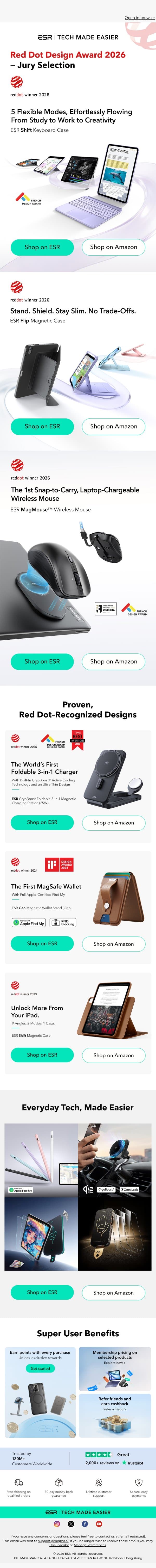 Red Dot 2026 — Jury-Approved Designs | ESR email from ESR screenshot