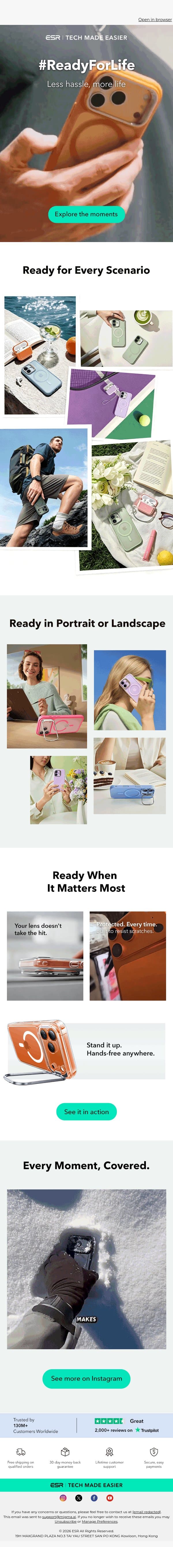 Your phone, ready for anything #ReadyForLife | ESR email from ESR screenshot