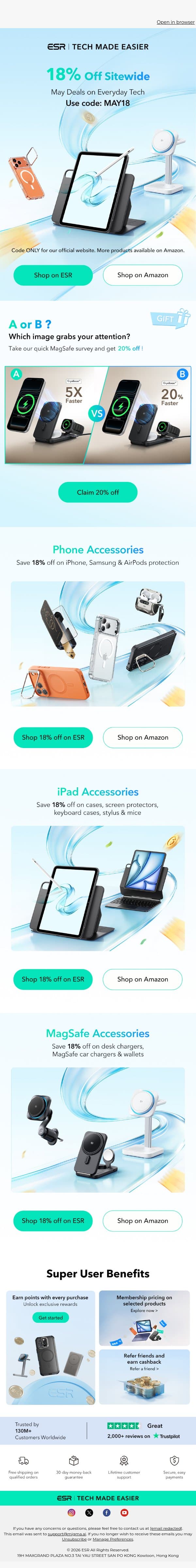 iPhone, iPad & MagSafe Accessories You’ll Love | ESR email from ESR screenshot