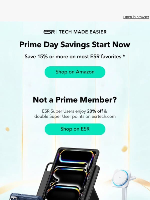 Prime Day Deals for Work, Travel & Everyday Carry | ESR email from ESR