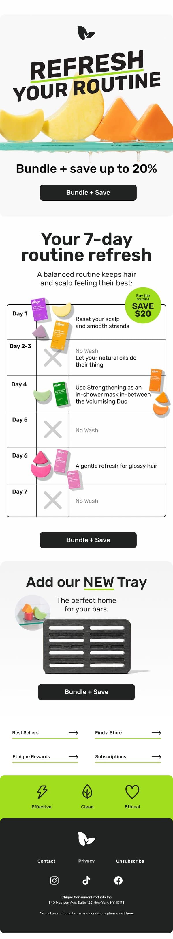 Your 7-Day Hair Wash Routine, Inside email from Ethique screenshot