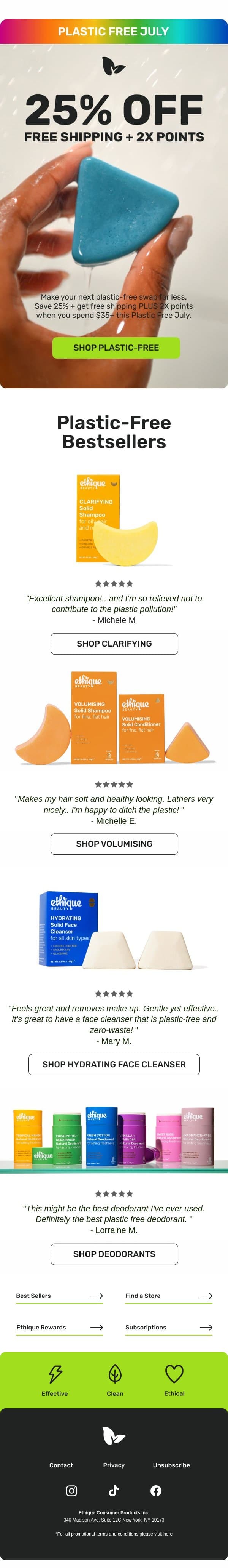 25% OFF These Plastic Free Faves 🌱 email from Ethique screenshot