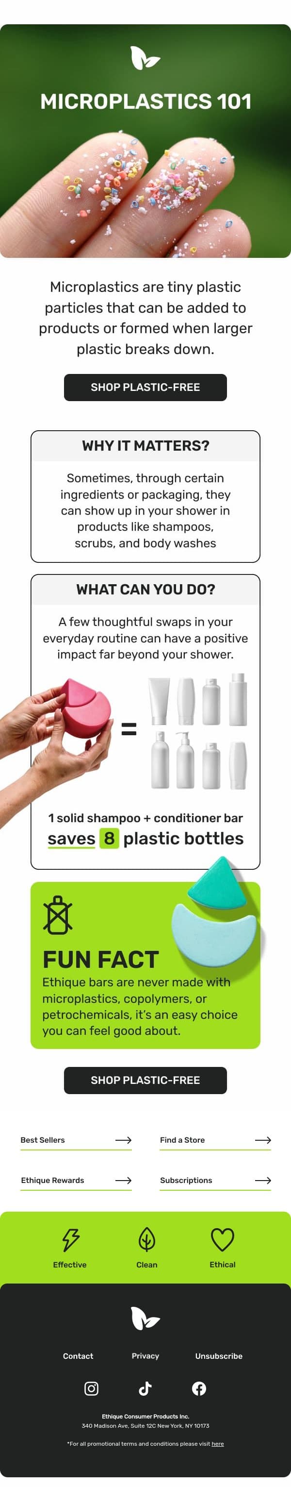 Your routine, with less plastic 🌏 email from Ethique screenshot