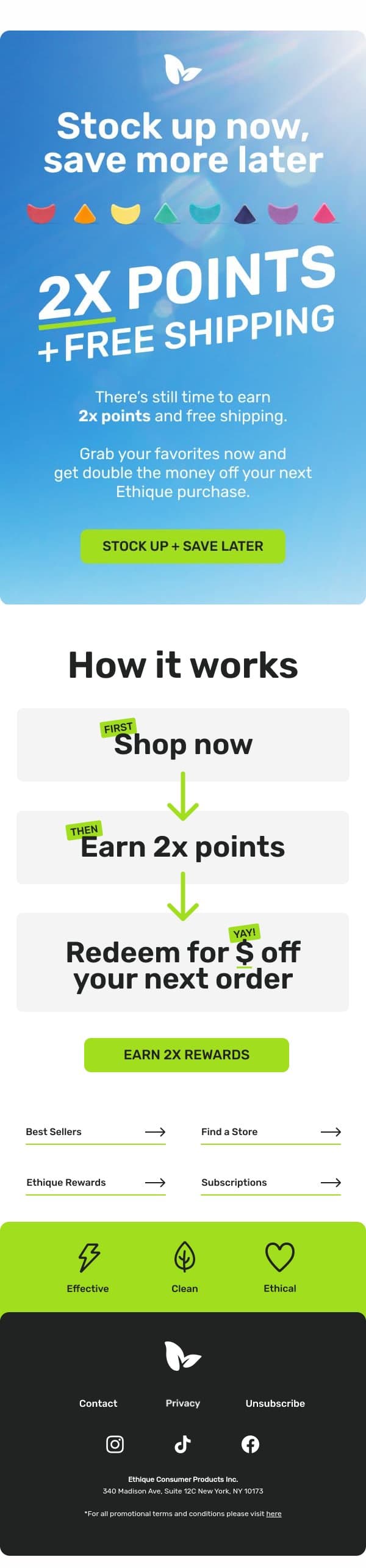 Extra $$ For You! Don't Miss Out! email from Ethique screenshot