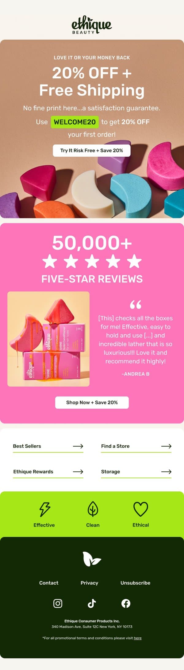 Love Ethique or your money back email from Ethique screenshot