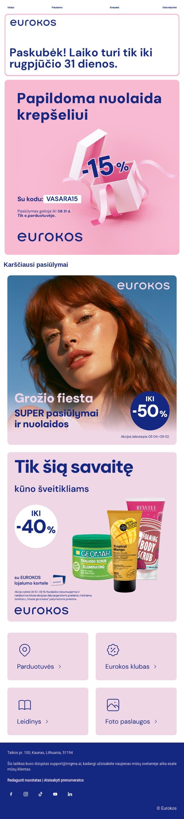 Norime tave palepinti 😉 email from Eurokos screenshot