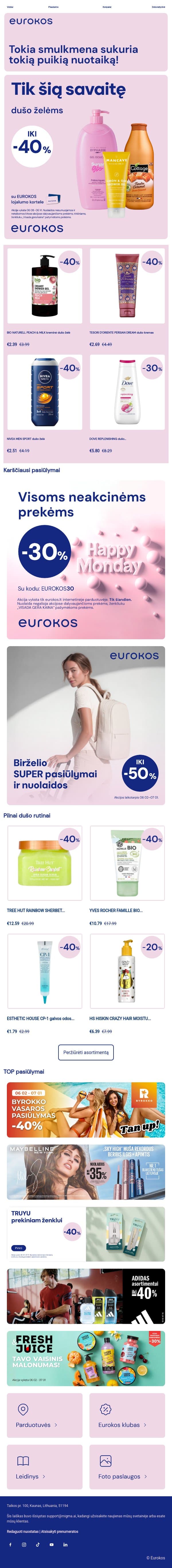 Švara ir išorėje, ir mintyse 😌 email from Eurokos screenshot