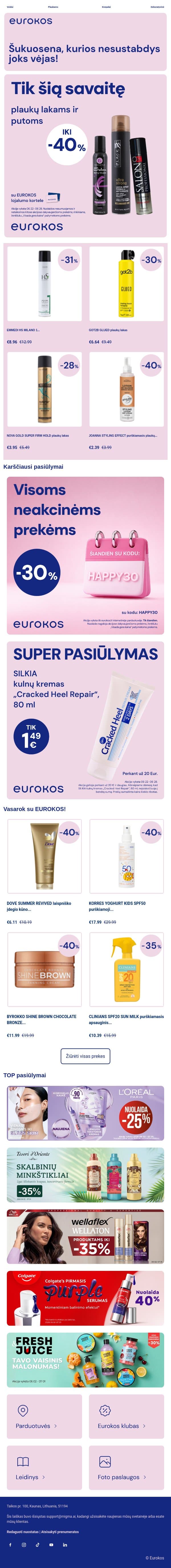 Tavo plaukai pasiruošę užkariauti dieną 👱‍♀️ email from Eurokos screenshot