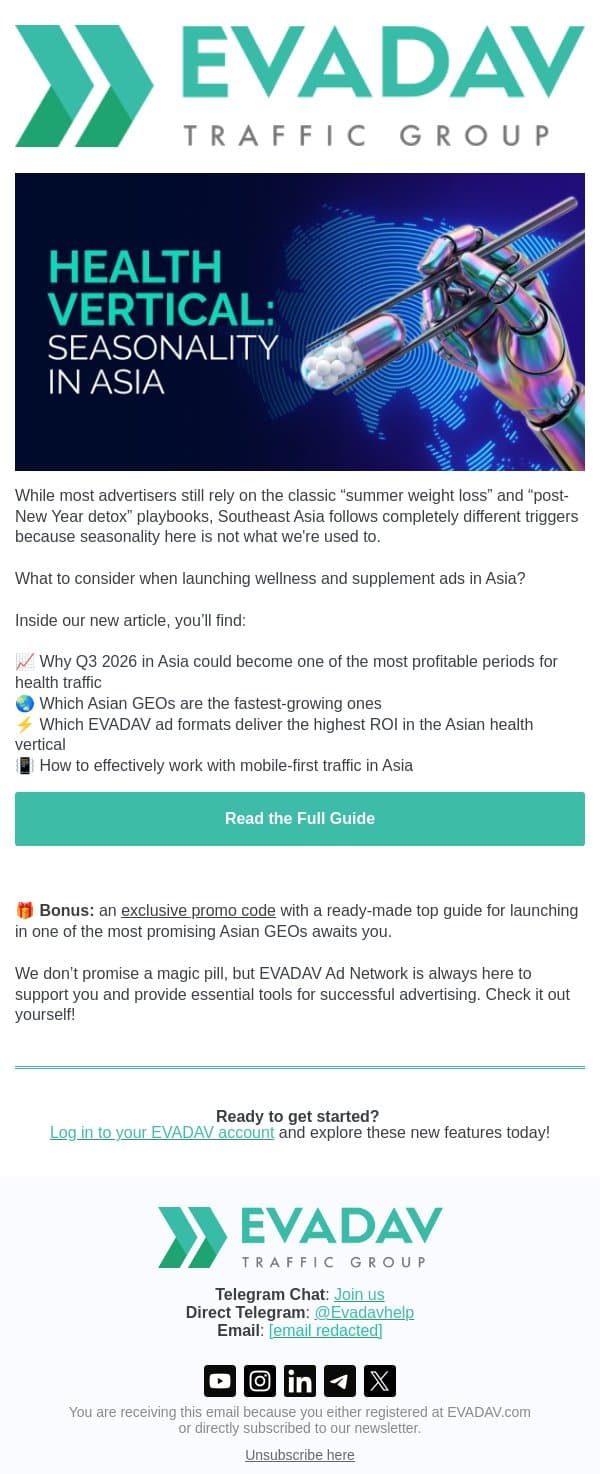 💊 Discover the Health Vertical in Asia email from EvaDav screenshot