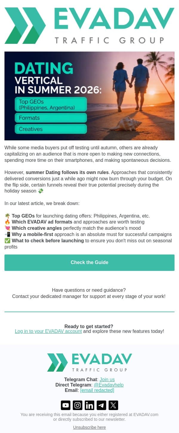 ☀️ How to launch dating campaigns this summer? email from EvaDav screenshot
