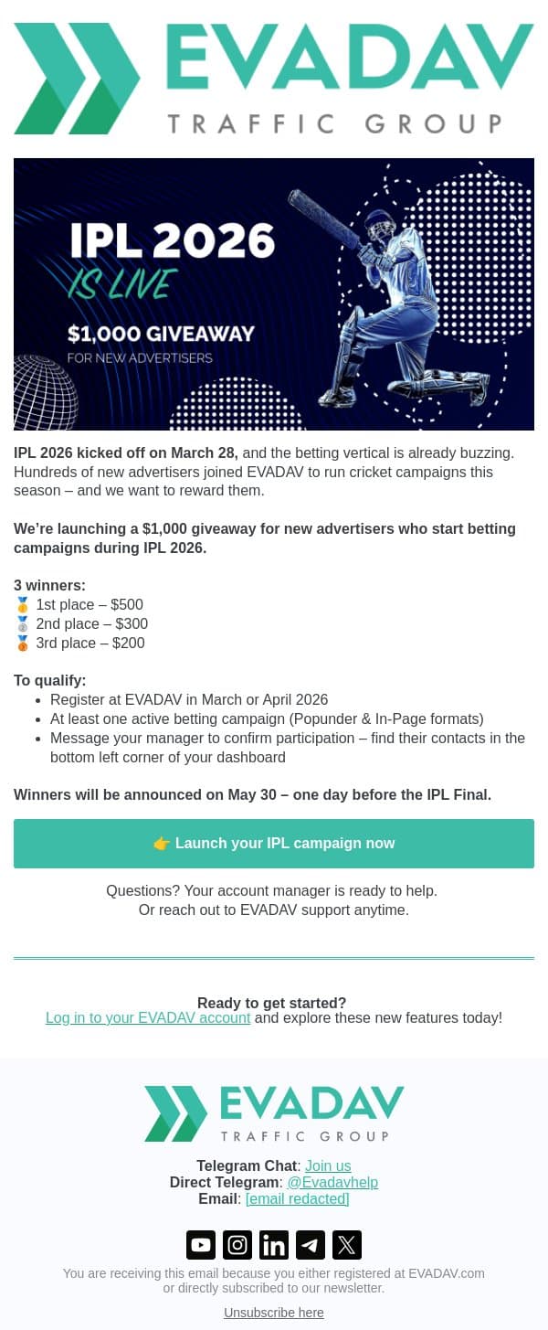 🏅 IPL 2026 Is Live – New Betting Advertisers, This One’s for You email from EvaDav screenshot