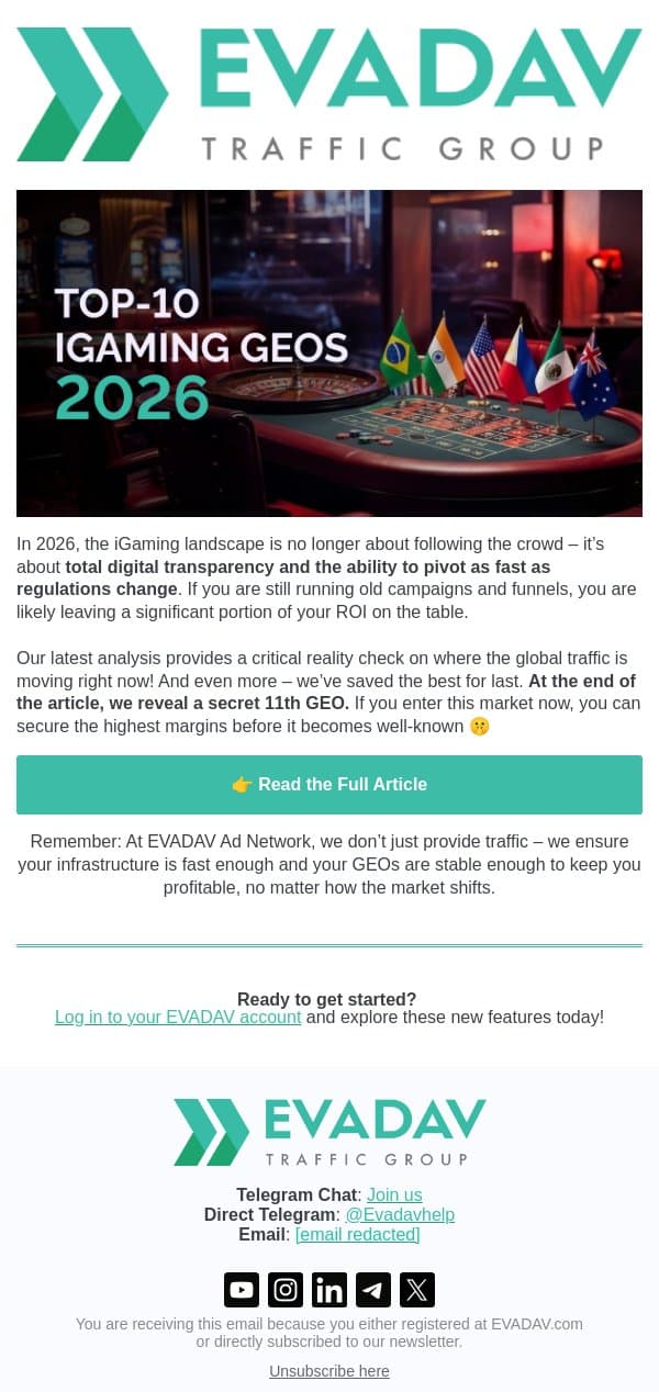 iGaming 2026: Top 10 Leaders + 1 Hidden Gem 🌍 email from EvaDav screenshot