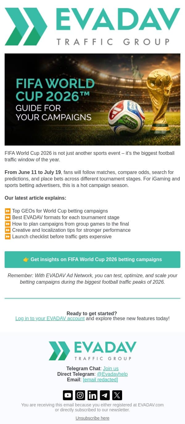 🏆 FIFA World Cup 2026: Betting Traffic Season Is Coming email from EvaDav screenshot