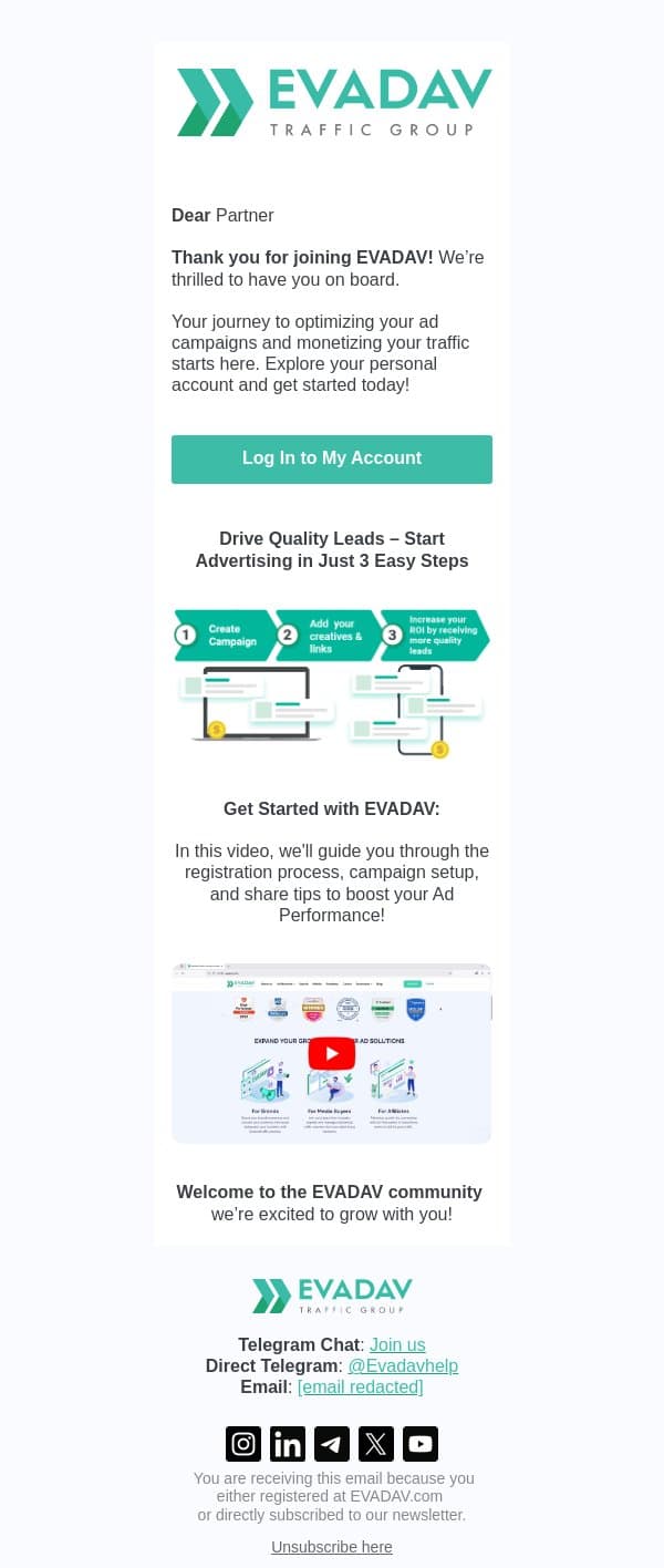 💡 Your Path to Success Starts Here with EVADAV! email from EvaDav screenshot