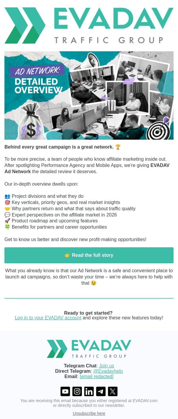 Who is Behind Ad Network? email from EvaDav screenshot
